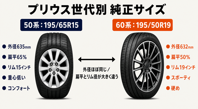 プリウス世代別サイズ比較
