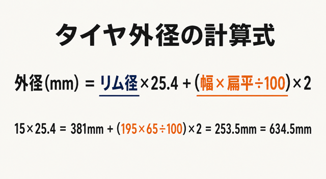 タイヤ外径の計算式図解