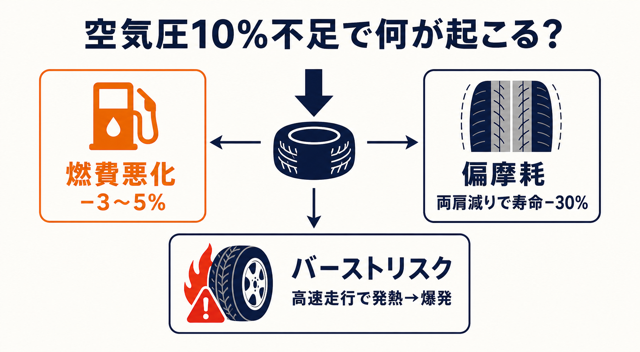 空気圧不足の影響