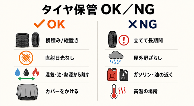 タイヤ保管OK NG